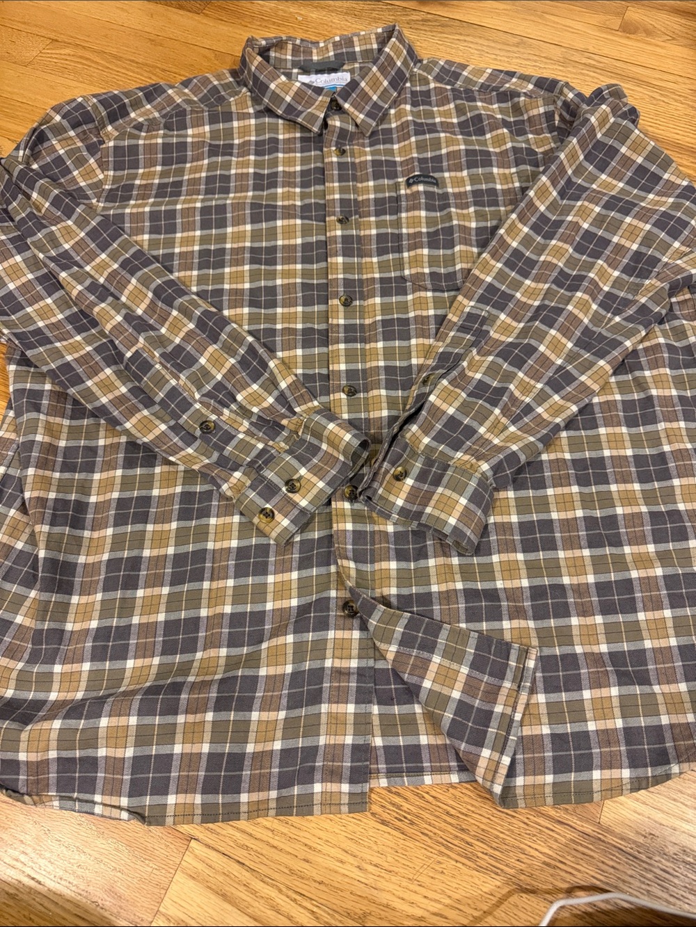 Columbia Men's chocolate Brown Plaid Button-Down Shirt - XXL